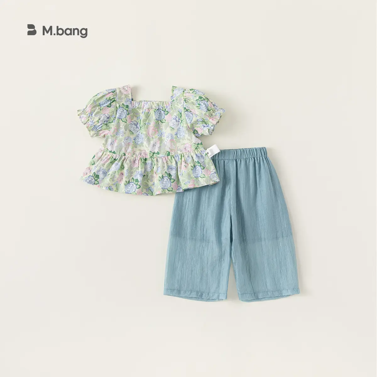 Baby Girl Floral Puff Top & Wide Leg Shorts Set - Image 3