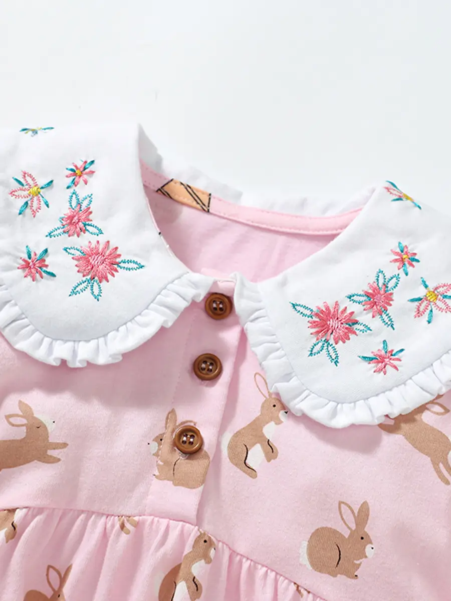 Little Maven Girls Dress Pink Cotton Summer - Image 3