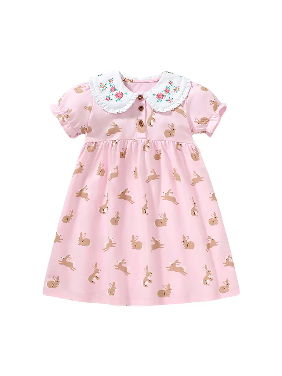 Little Maven Girls Dress Pink Cotton Summer - Image 6