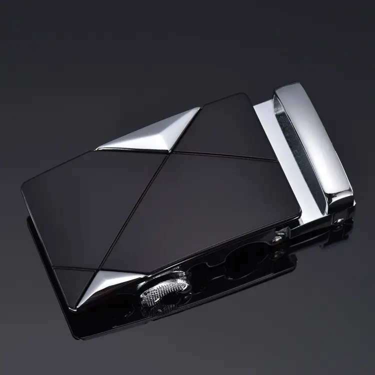 Men's Leather Belt 3.5" Automatic Buckle Black - Image 18