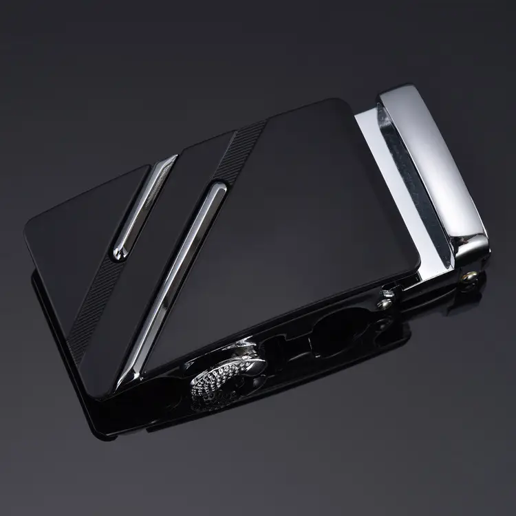 Men's Leather Belt 3.5" Automatic Buckle Black - Image 2