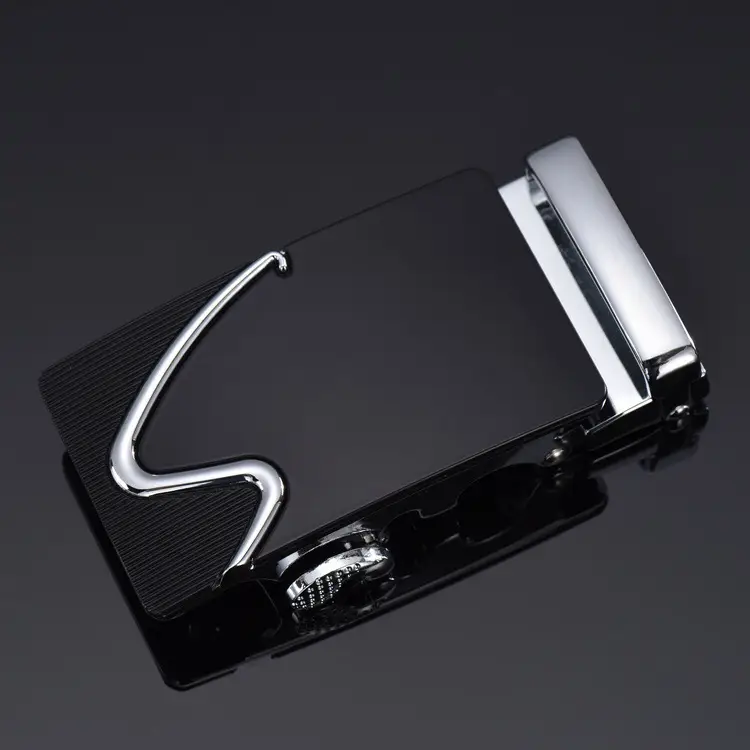 Men's Leather Belt 3.5" Automatic Buckle Black - Image 4