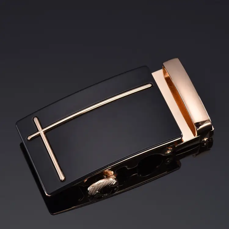 Men's Leather Belt 3.5" Automatic Buckle Black - Image 5