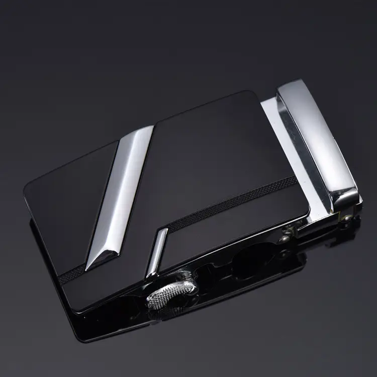 Men's Leather Belt 3.5" Automatic Buckle Black - Image 7