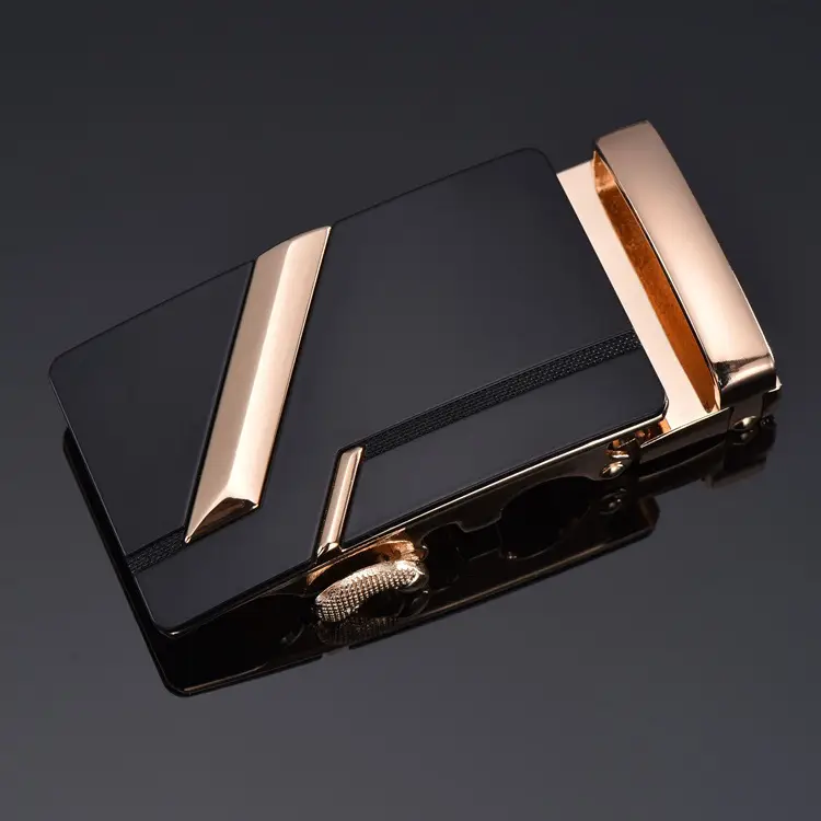 Men's Leather Belt 3.5" Automatic Buckle Black - Image 8
