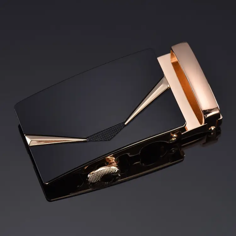 Men's Leather Belt 3.5" Automatic Buckle Black - Image 9