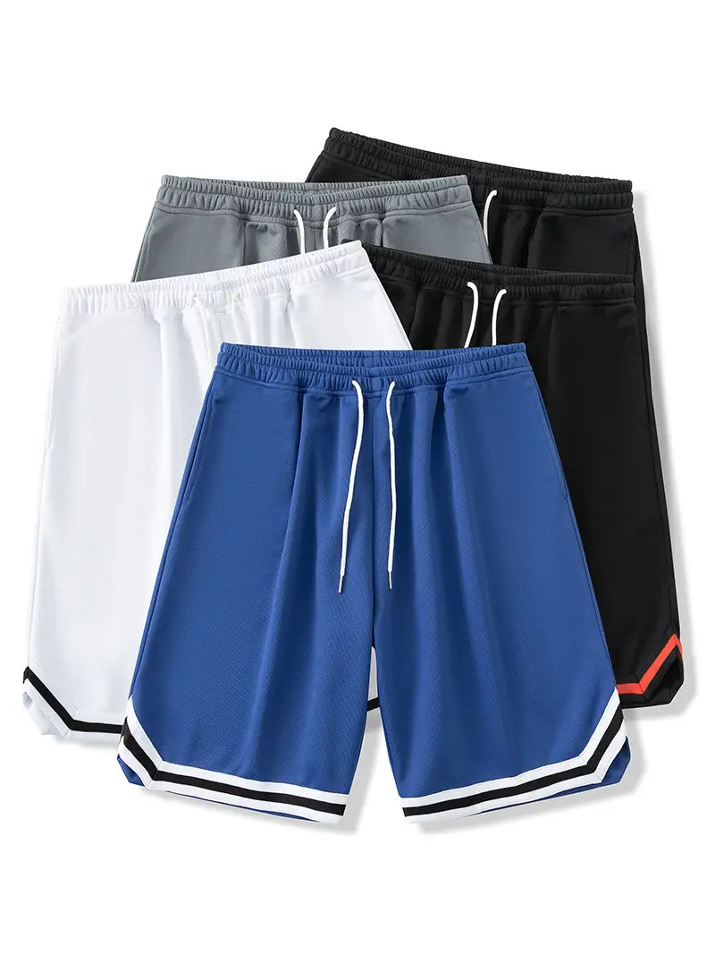 Men Ice Silk Basketball Shorts Knee Length Black - Image 8