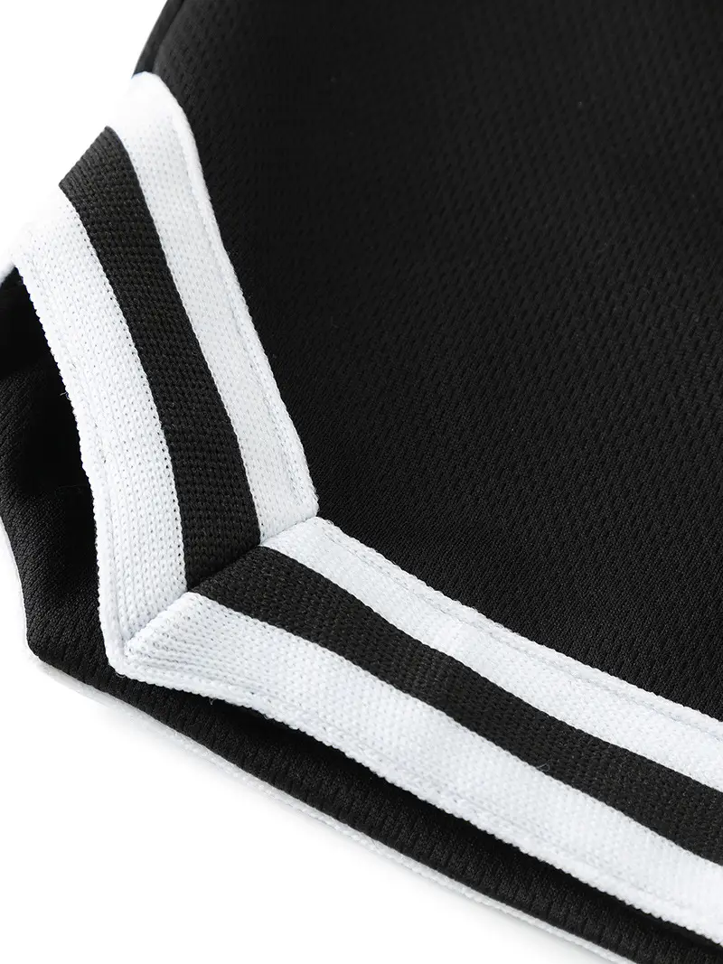 Men Ice Silk Basketball Shorts Knee Length Black - Image 10