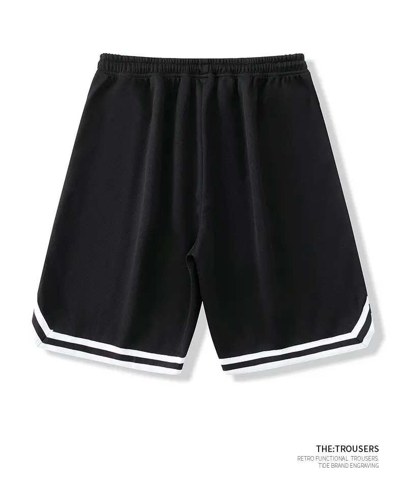 Men Ice Silk Basketball Shorts Knee Length Black — feature 12
