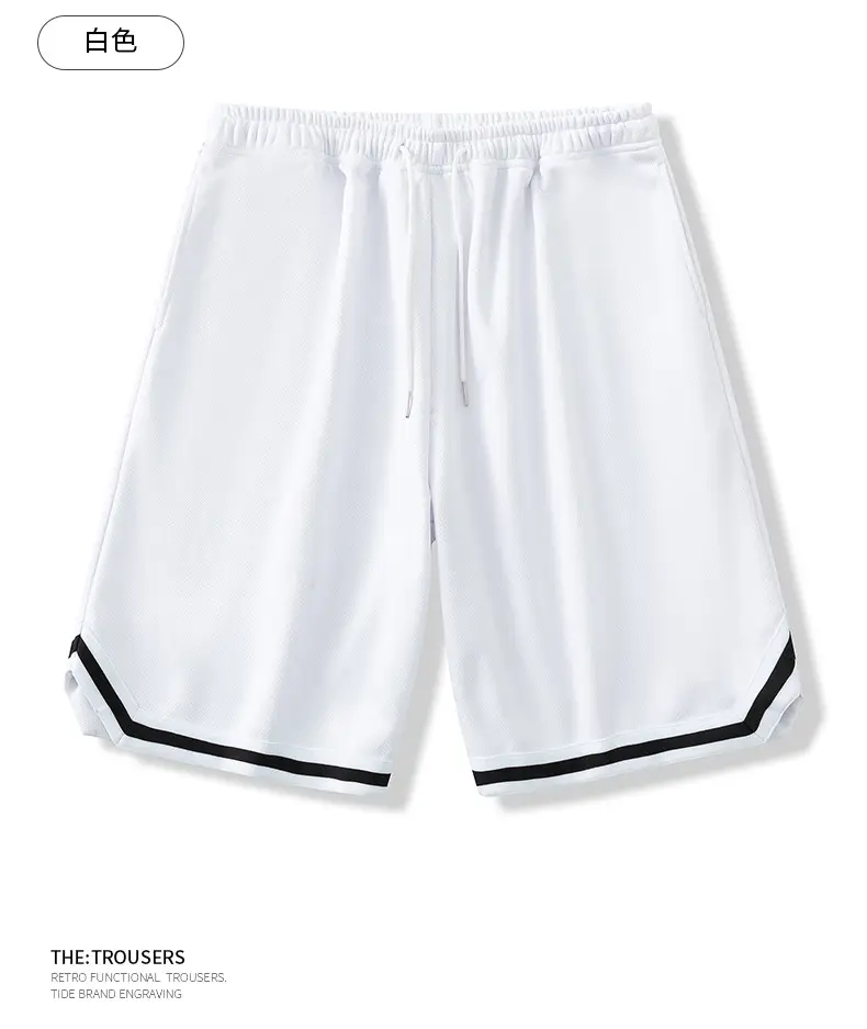 Men Ice Silk Basketball Shorts Knee Length Black — feature 13