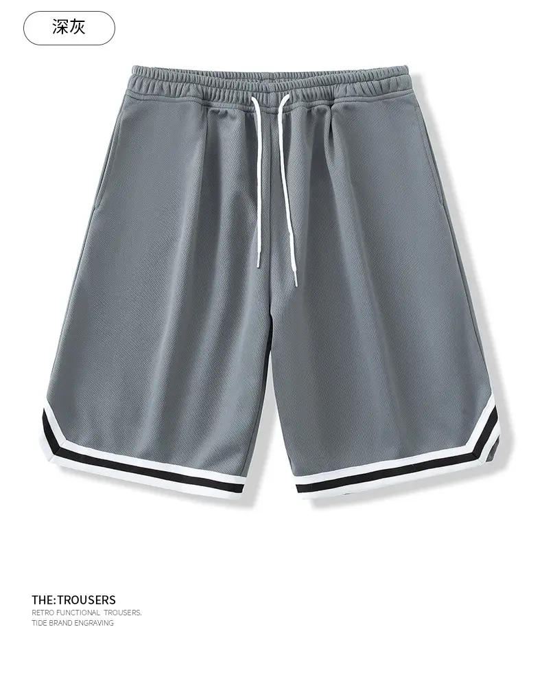 Men Ice Silk Basketball Shorts Knee Length Black — feature 17