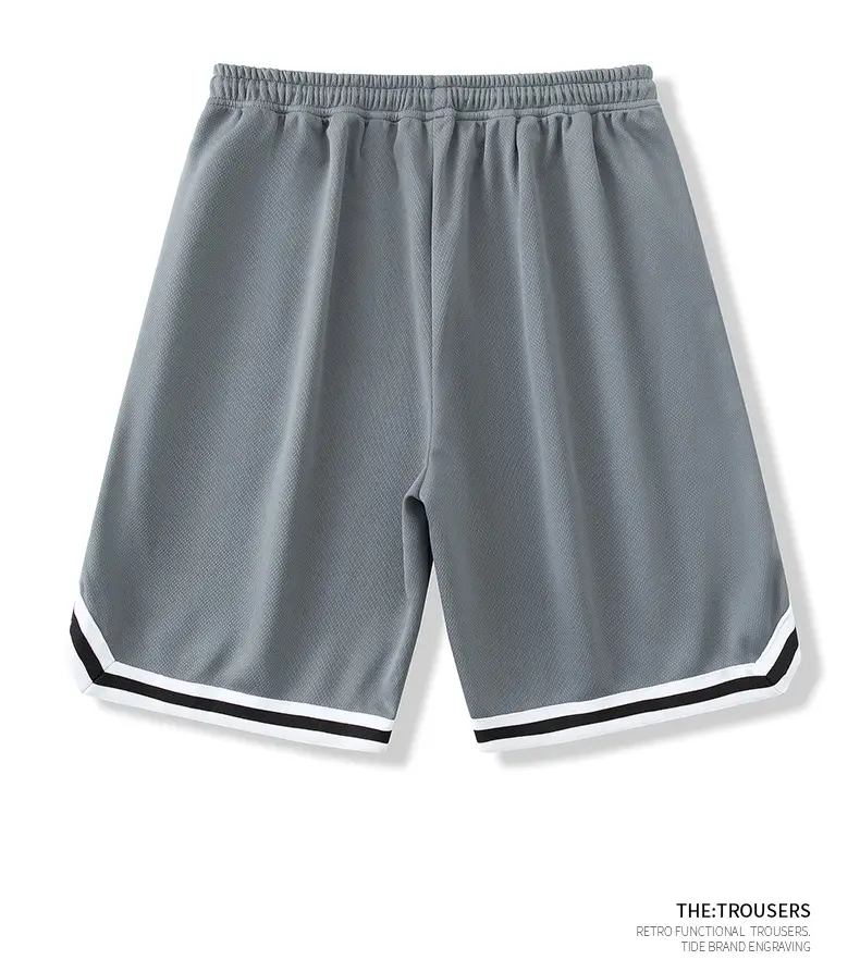Men Ice Silk Basketball Shorts Knee Length Black — feature 18
