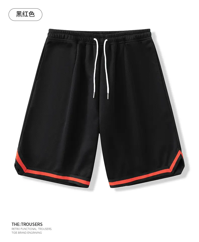 Men Ice Silk Basketball Shorts Knee Length Black — feature 19