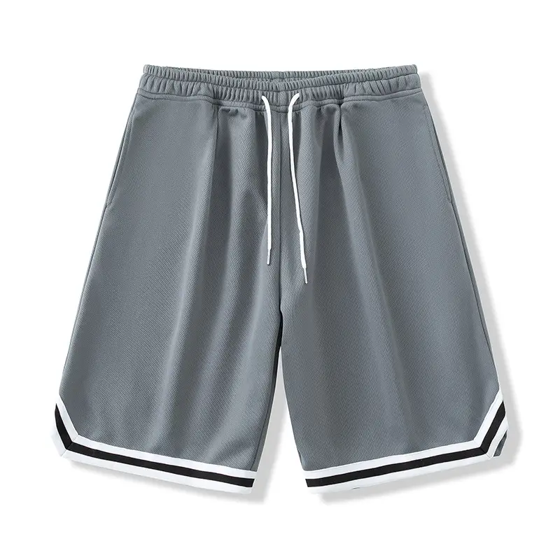 Men Ice Silk Basketball Shorts Knee Length Black - Image 2