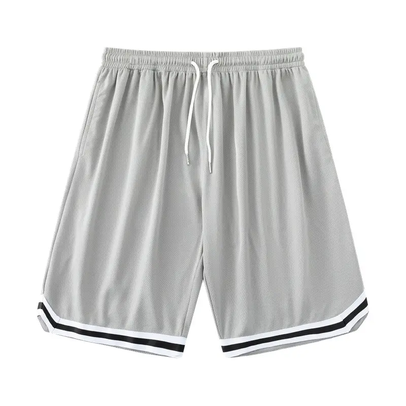 Men Ice Silk Basketball Shorts Knee Length Black - Image 4