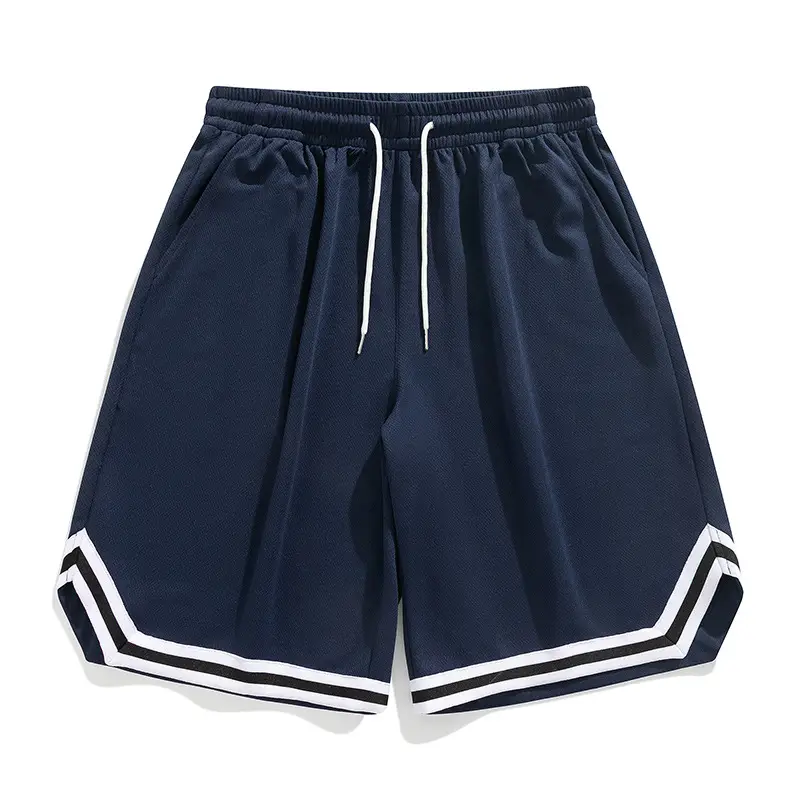 Men Ice Silk Basketball Shorts Knee Length Black - Image 6