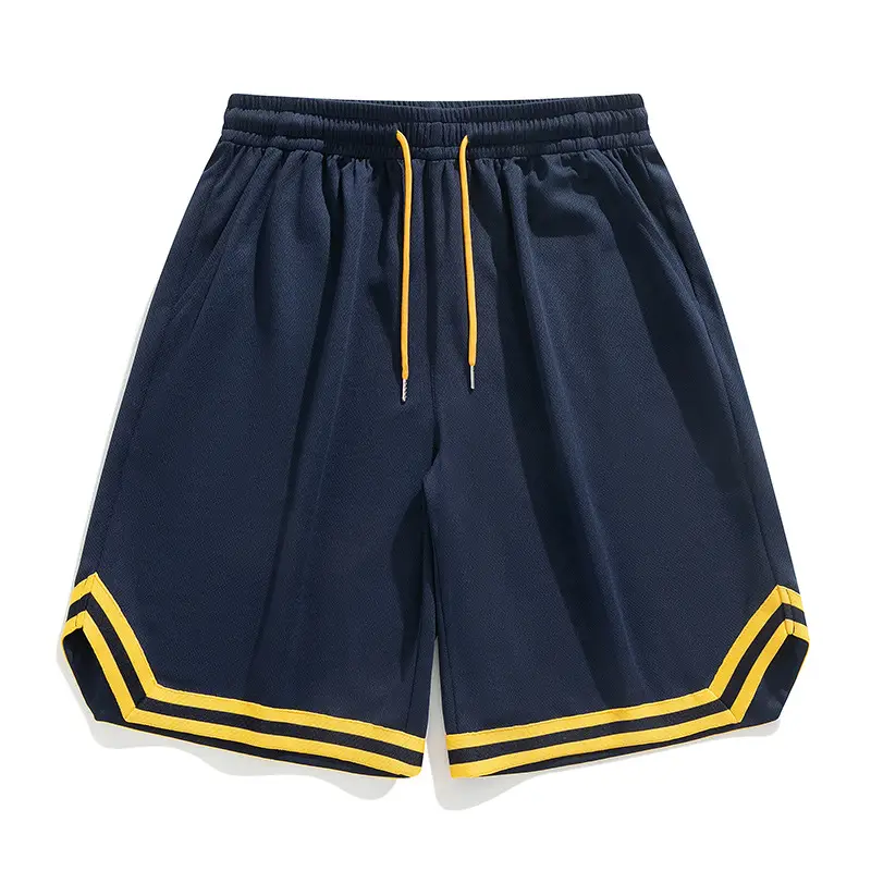 Men Ice Silk Basketball Shorts Knee Length Black - Image 7