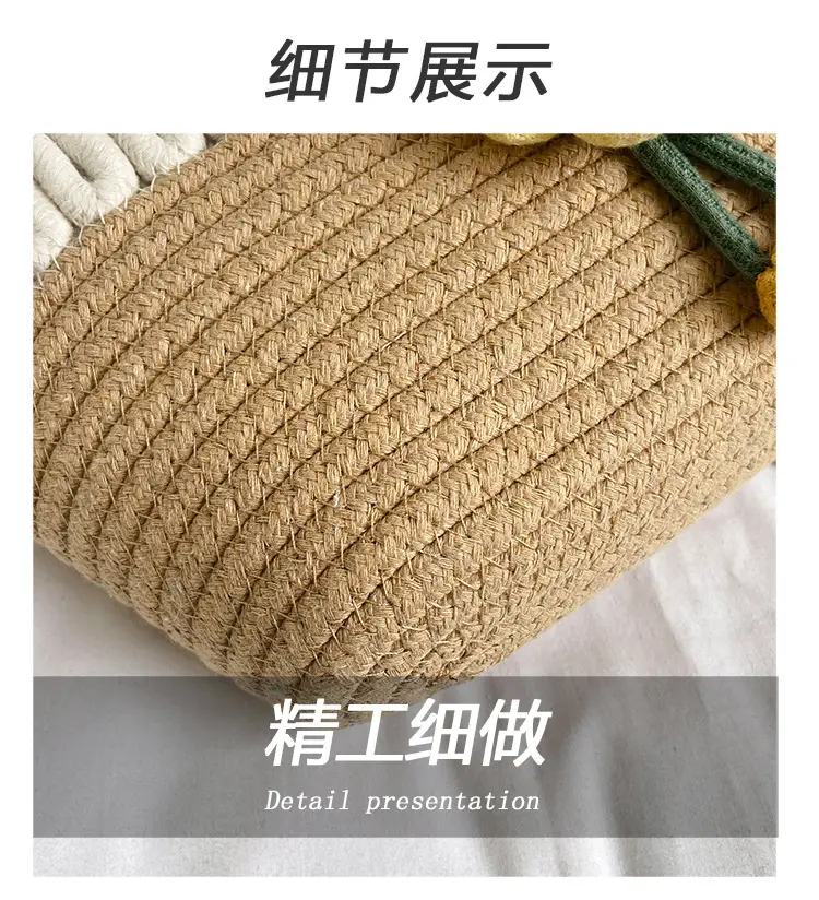 Women's Straw Flower Bag Beige White Shoulder Carry — feature 3