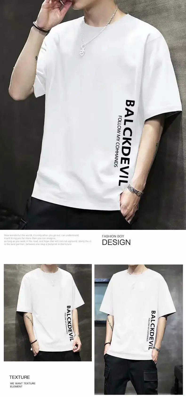 Men White Balck Devil Slim Fit T-Shirt — feature 6
