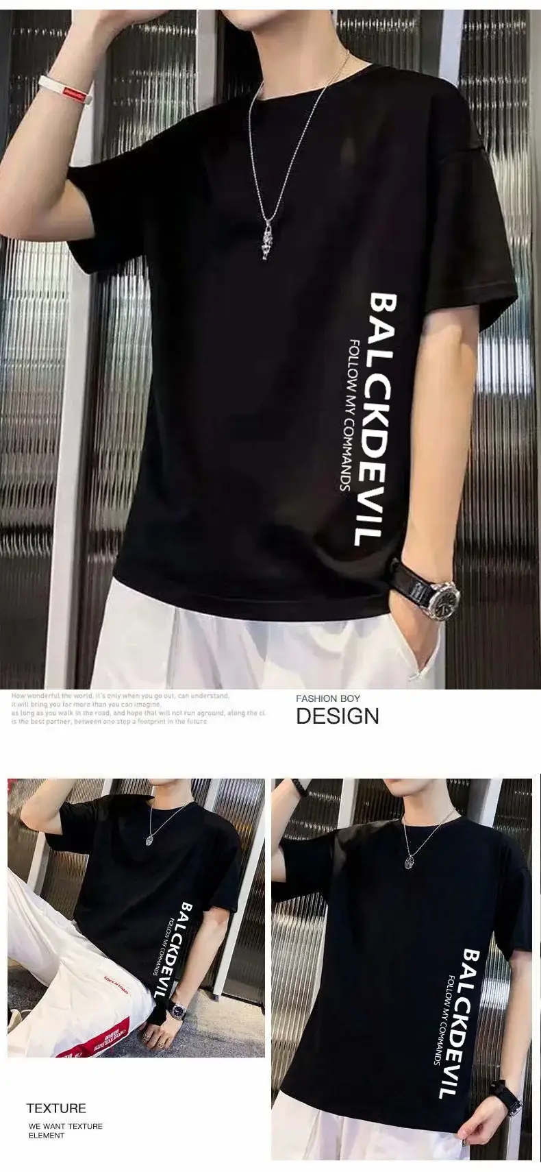 Men White Balck Devil Slim Fit T-Shirt — feature 8