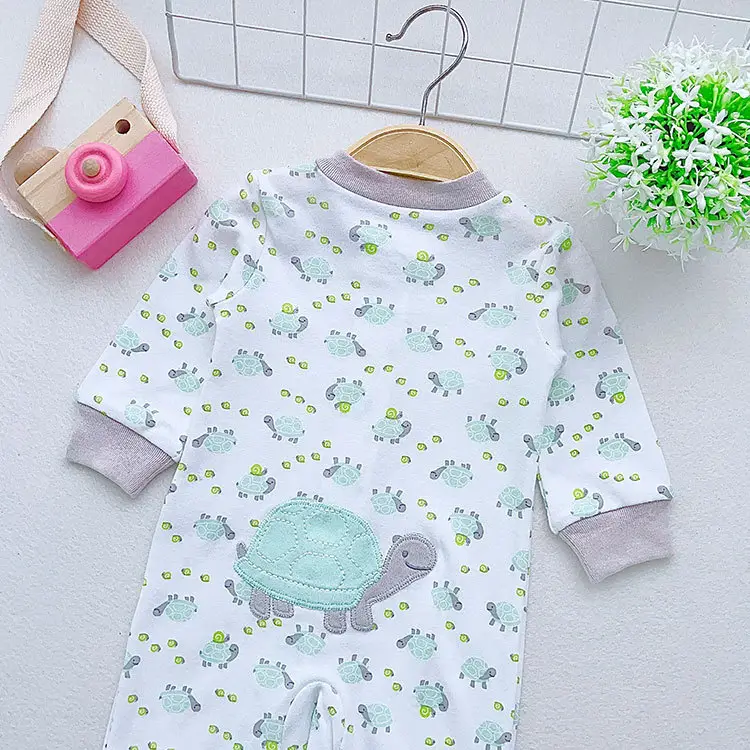 Newborn Cotton Long Sleeve Jumpsuit with Floral Print — feature 10