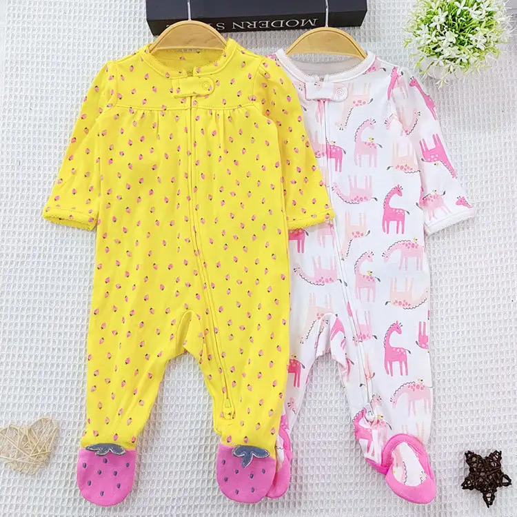 Newborn Cotton Long Sleeve Jumpsuit with Floral Print — feature 12