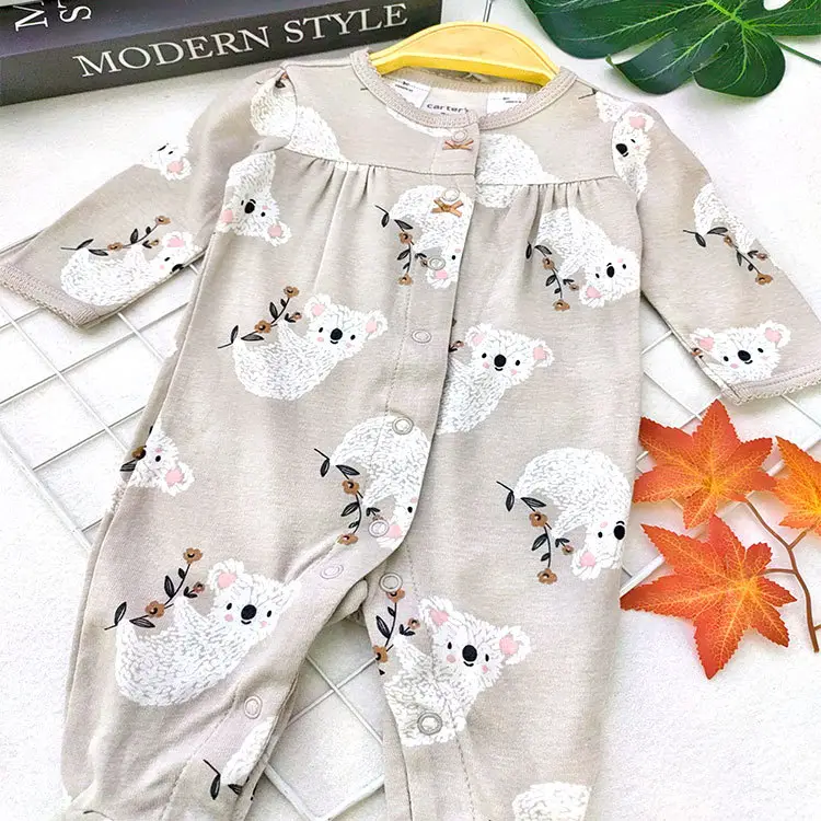 Newborn Cotton Long Sleeve Jumpsuit with Floral Print — feature 20