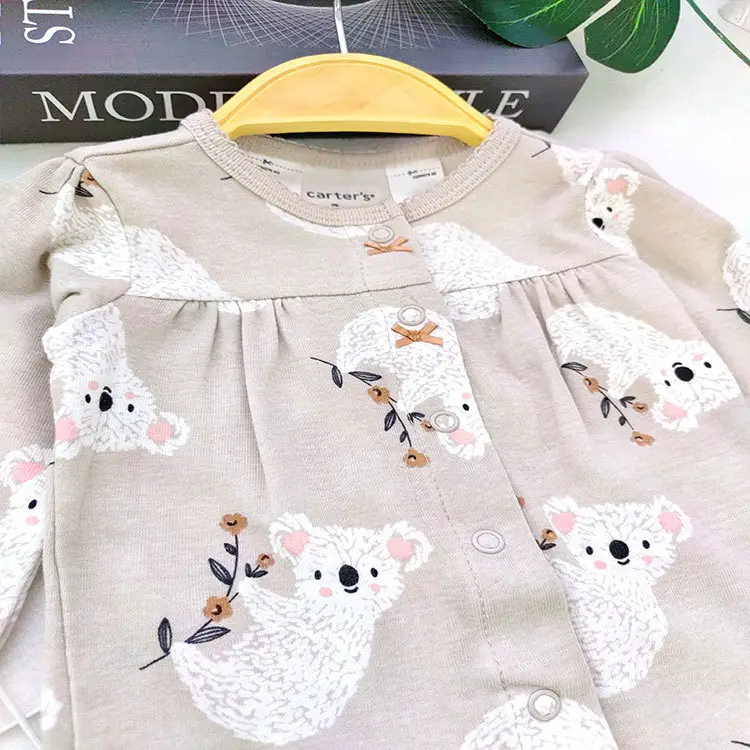 Newborn Cotton Long Sleeve Jumpsuit with Floral Print — feature 21