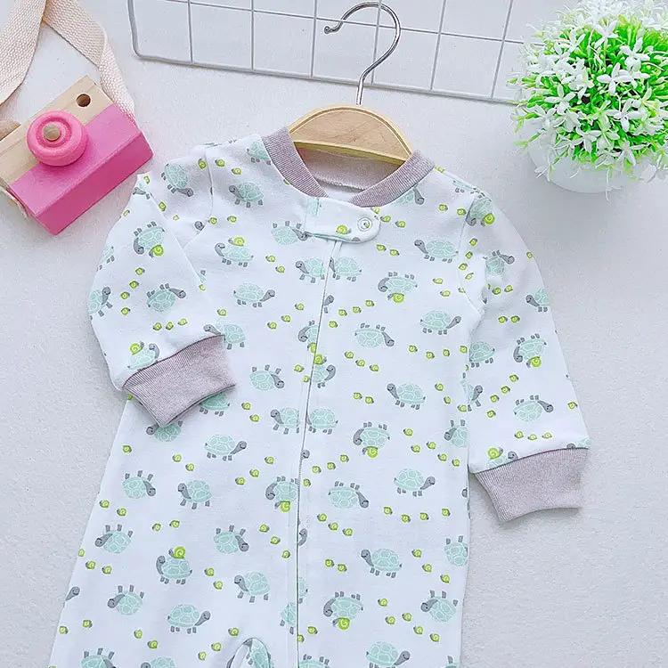 Newborn Cotton Long Sleeve Jumpsuit with Floral Print — feature 9