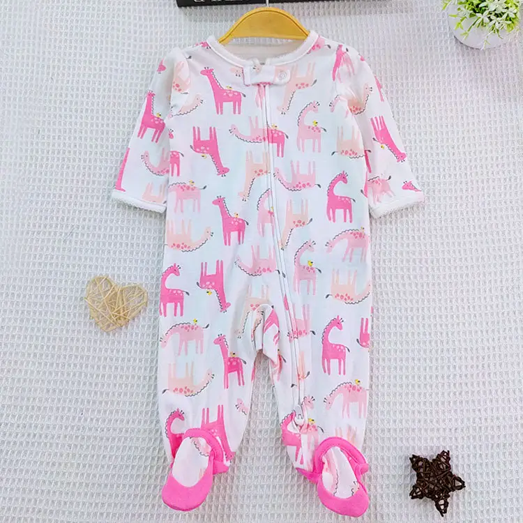 Newborn Cotton Long Sleeve Jumpsuit with Floral Print - Image 5