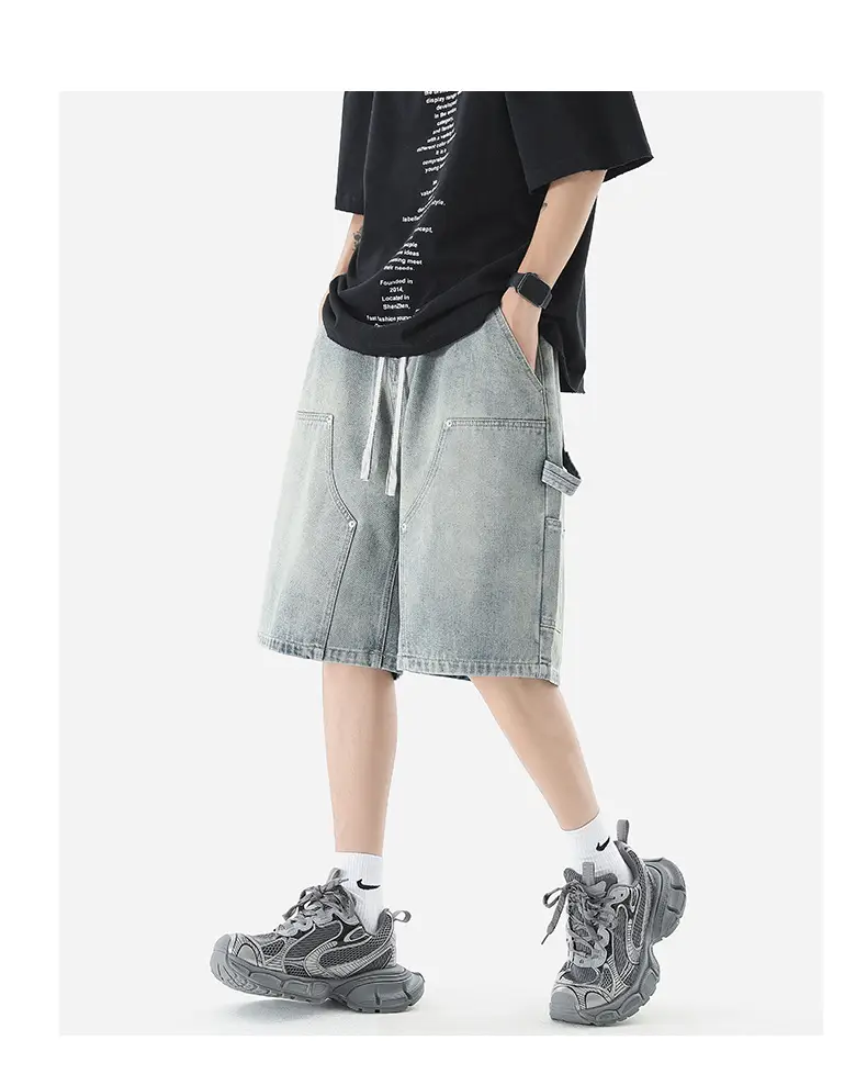 Men Denim Shorts Light Grey Casual Half Pants — feature 8