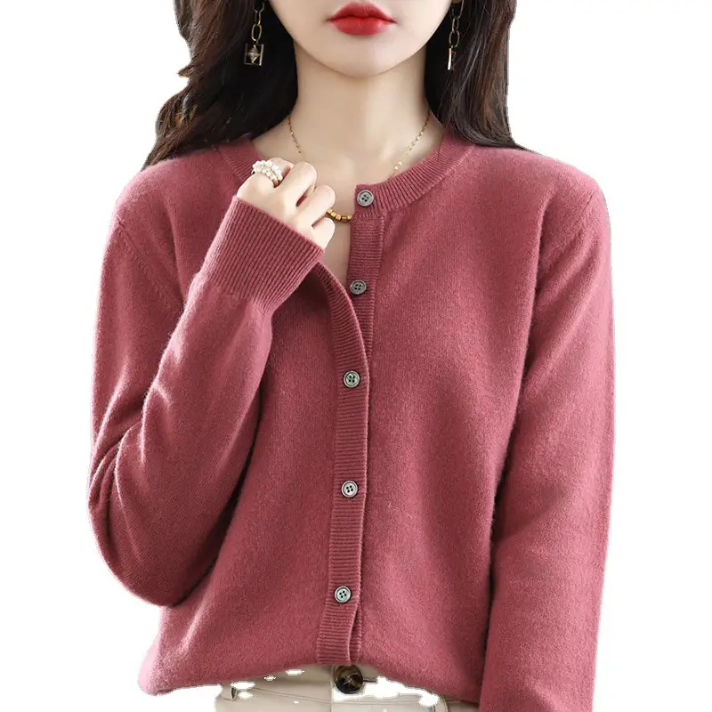 Women Knitted Cardigan Grey Slim Fit Winter Warm