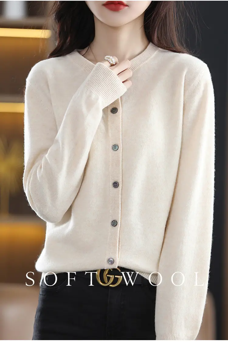 Women Knitted Cardigan Grey Slim Fit Winter Warm — feature 11