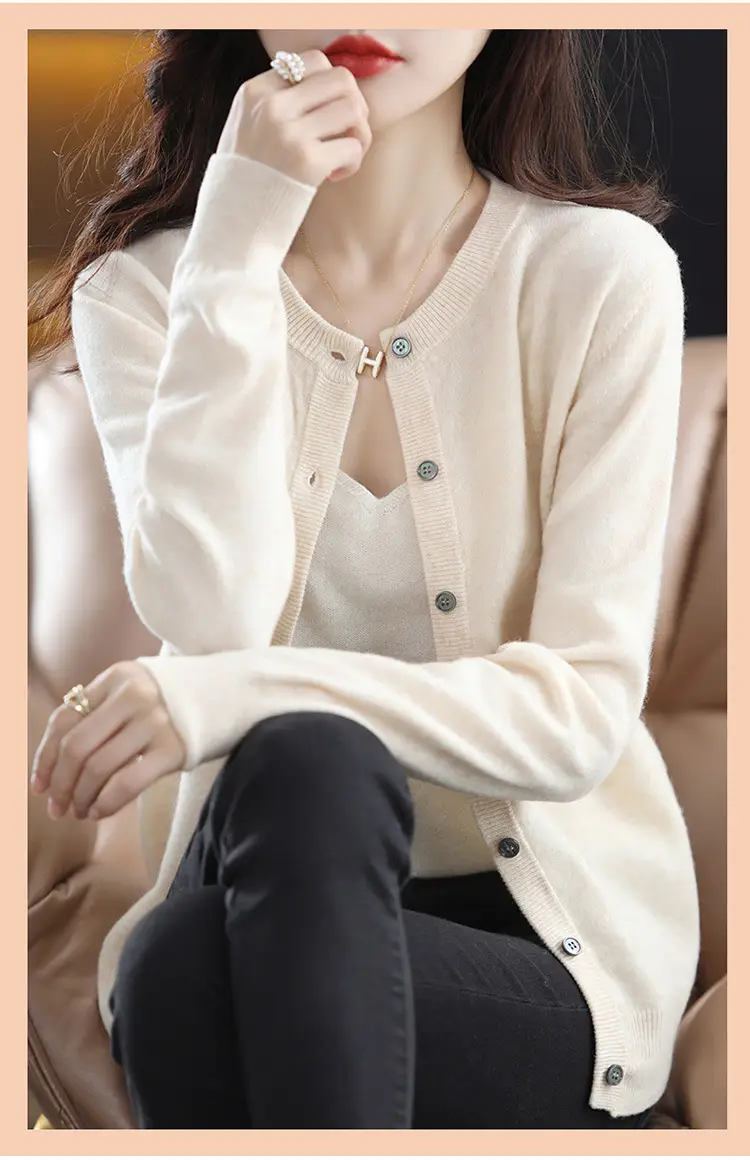 Women Knitted Cardigan Grey Slim Fit Winter Warm — feature 13
