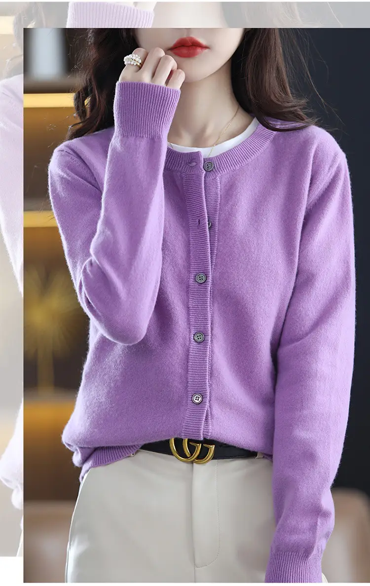 Women Knitted Cardigan Grey Slim Fit Winter Warm — feature 15