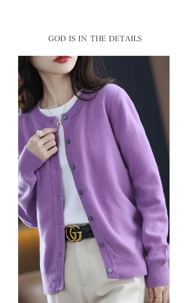 Women Knitted Cardigan Grey Slim Fit Winter Warm — feature 17