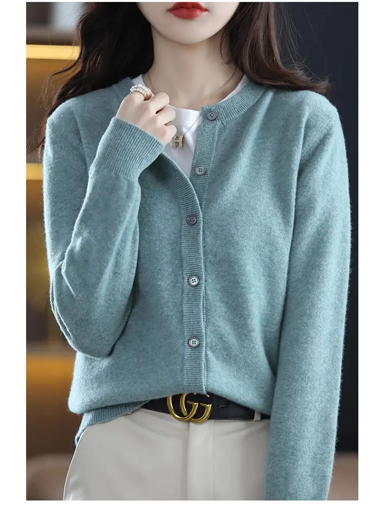 Women Knitted Cardigan Grey Slim Fit Winter Warm — feature 19