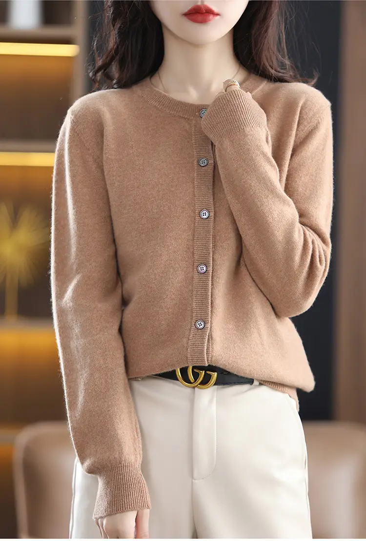 Women Knitted Cardigan Grey Slim Fit Winter Warm — feature 2