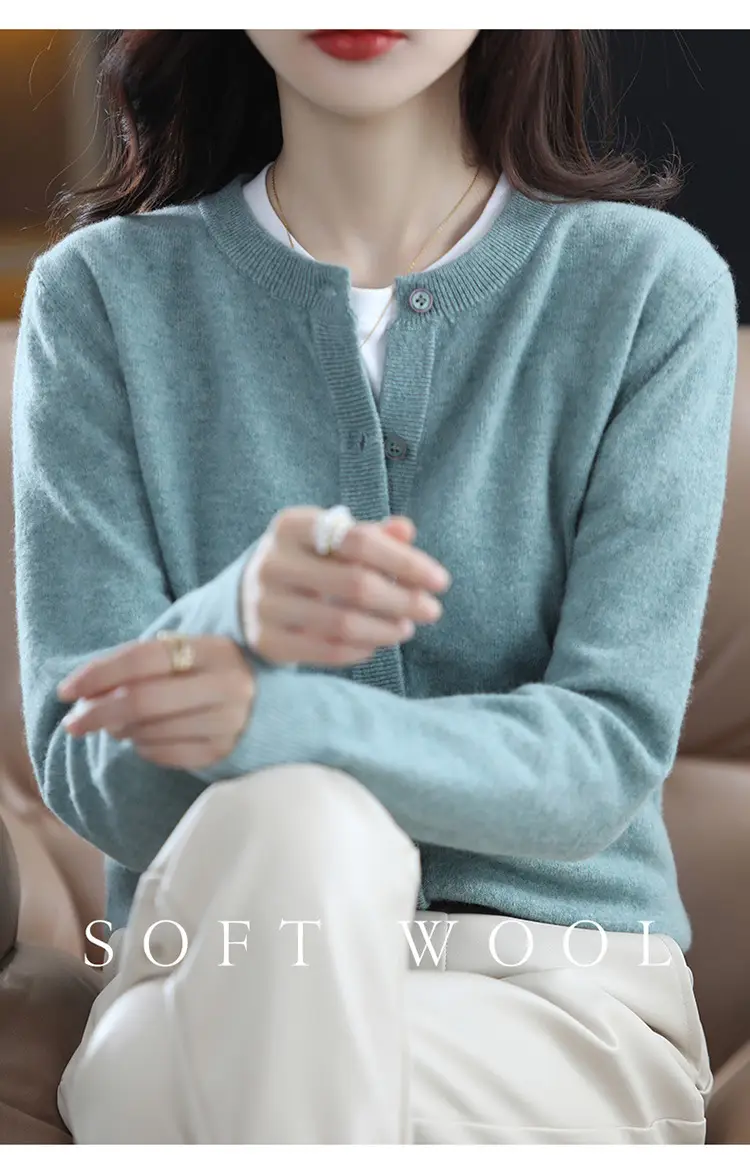 Women Knitted Cardigan Grey Slim Fit Winter Warm — feature 20
