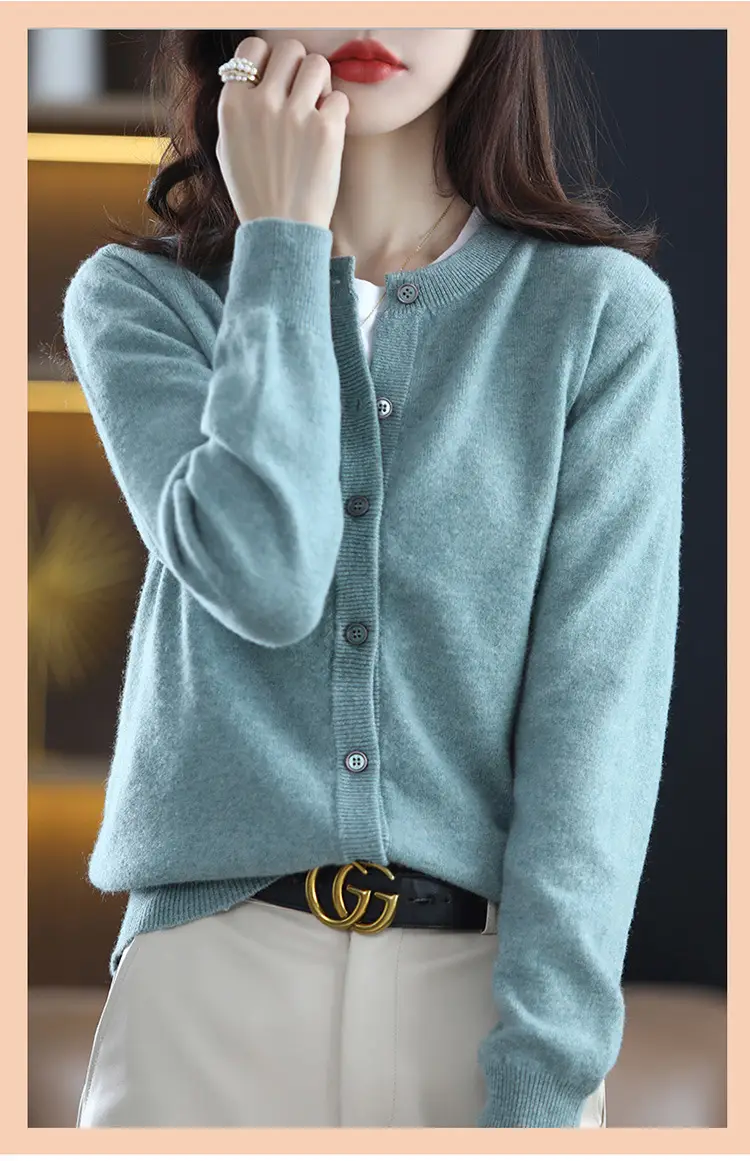 Women Knitted Cardigan Grey Slim Fit Winter Warm — feature 22