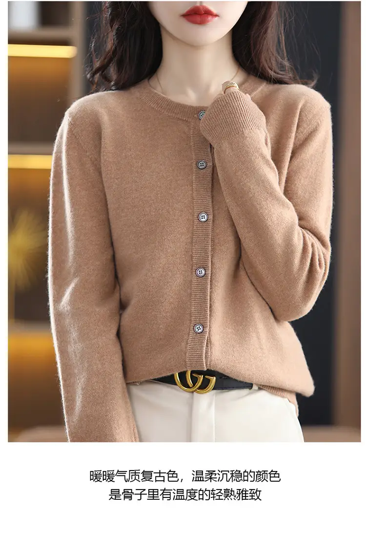 Women Knitted Cardigan Grey Slim Fit Winter Warm — feature 24