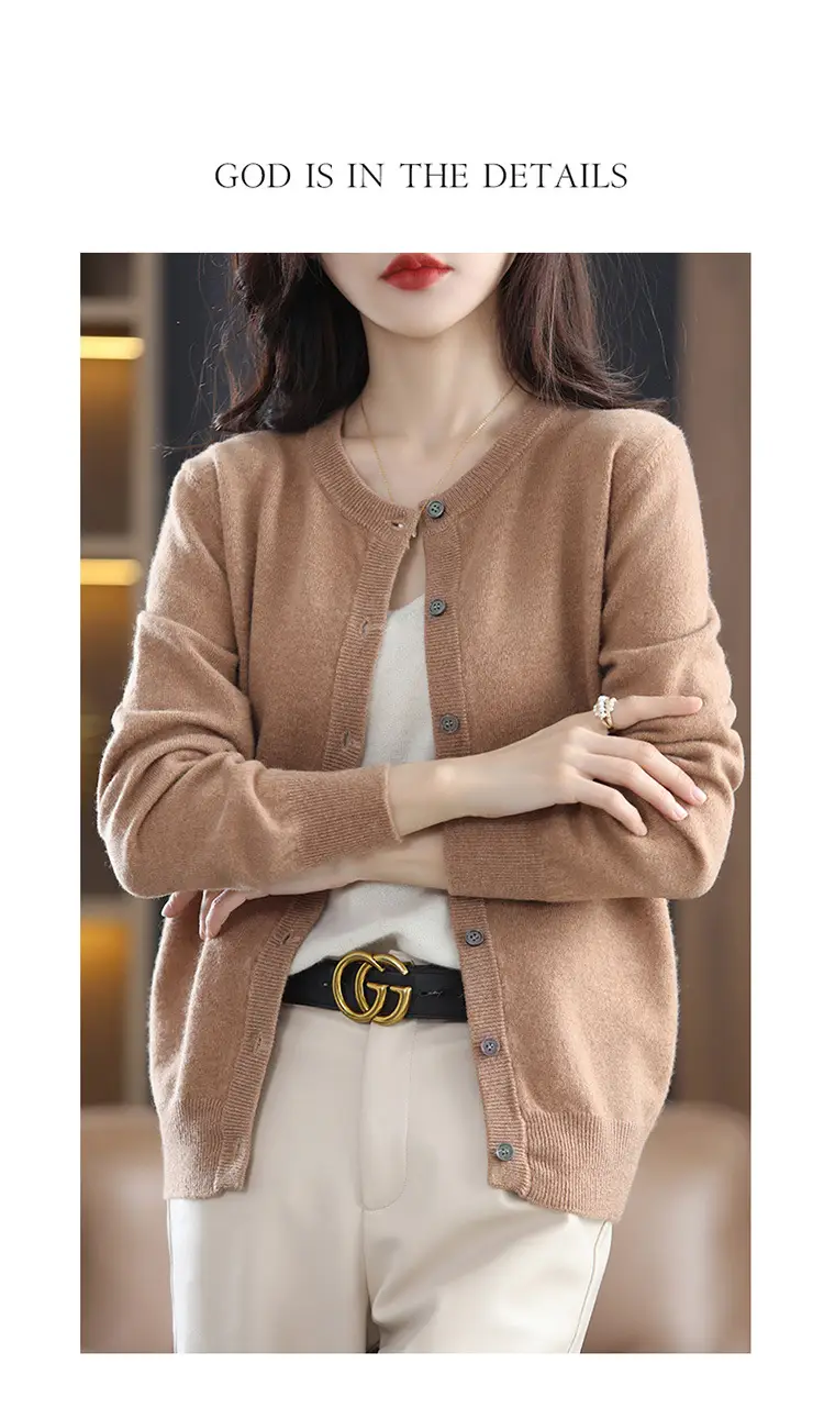 Women Knitted Cardigan Grey Slim Fit Winter Warm — feature 26