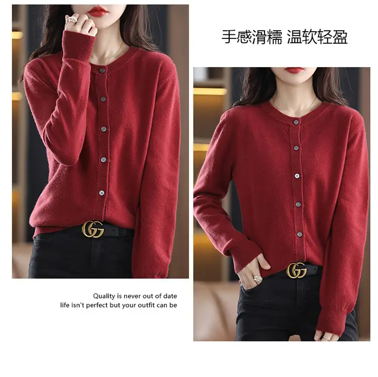 Women Knitted Cardigan Grey Slim Fit Winter Warm — feature 27