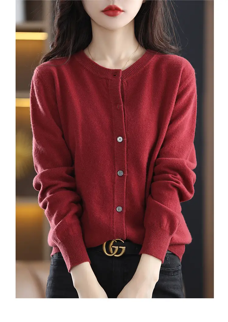 Women Knitted Cardigan Grey Slim Fit Winter Warm — feature 28