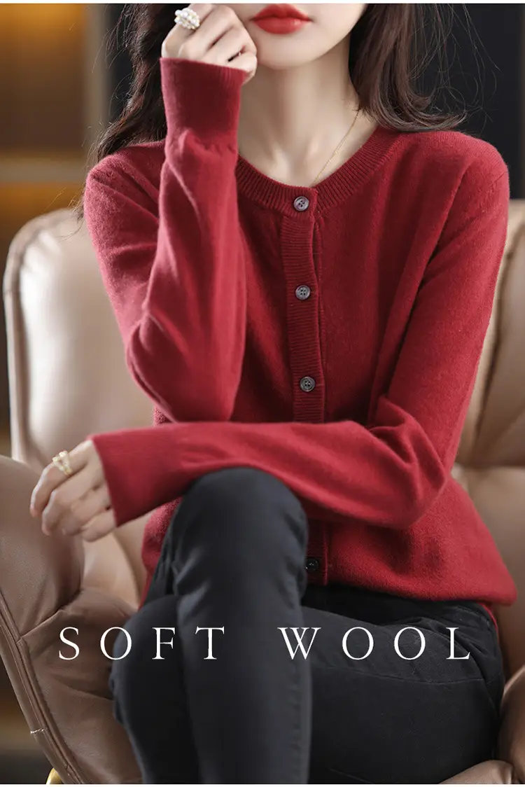 Women Knitted Cardigan Grey Slim Fit Winter Warm — feature 29