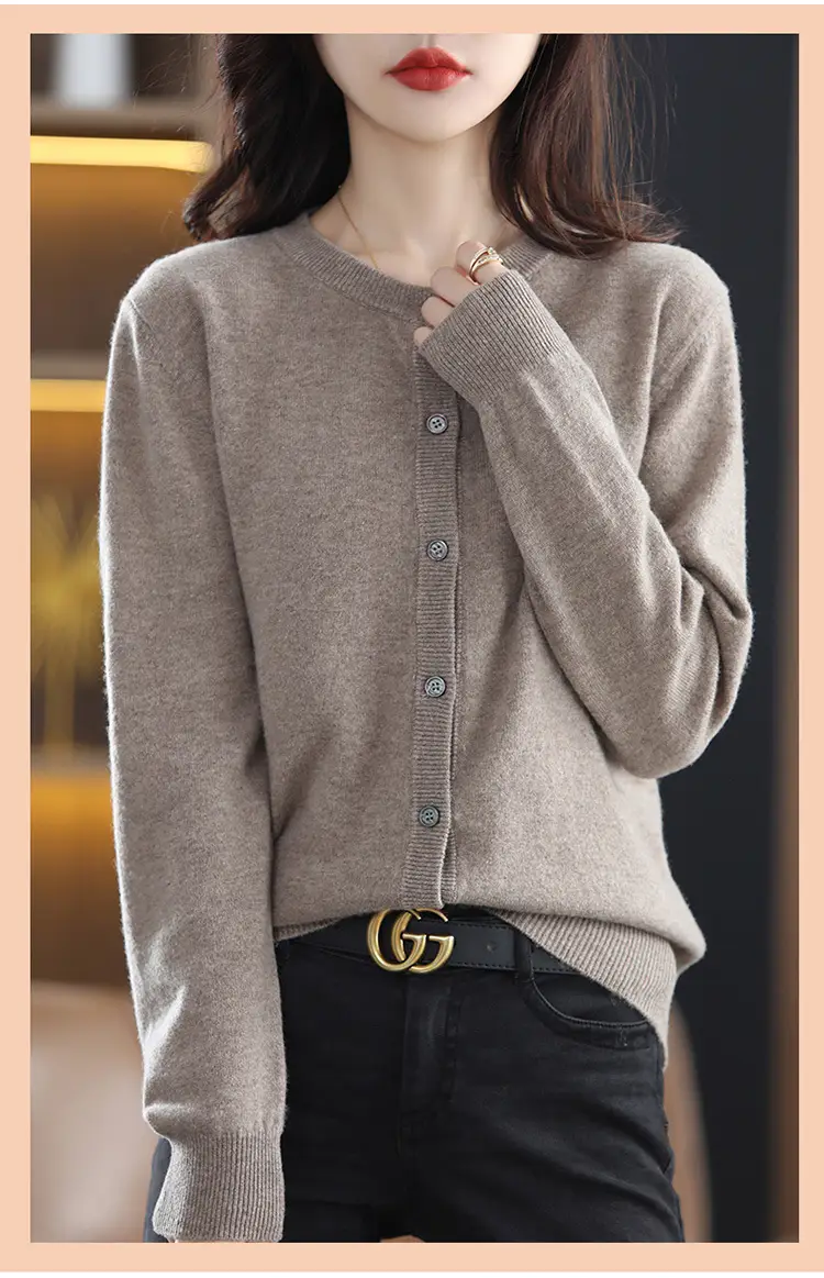 Women Knitted Cardigan Grey Slim Fit Winter Warm — feature 31