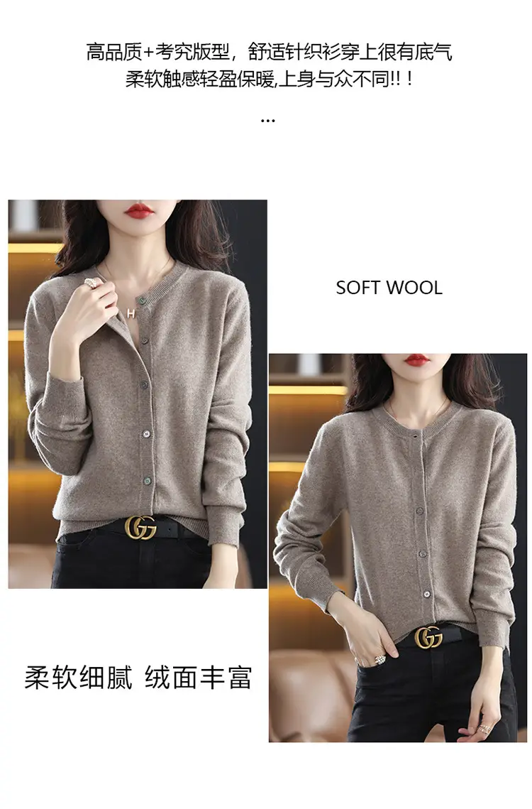 Women Knitted Cardigan Grey Slim Fit Winter Warm — feature 32