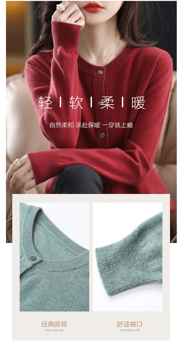 Women Knitted Cardigan Grey Slim Fit Winter Warm — feature 6