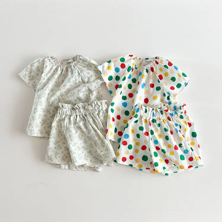 Korean Style Baby Floral Colorful Polka Dot Suit - Image 3