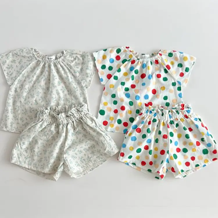 Korean Style Baby Floral Colorful Polka Dot Suit - Image 4